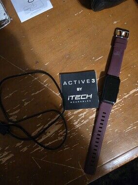 Active3 Maroon Fitness Smartwatch with Silicone Band